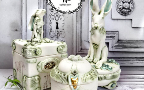 handmade porcelain hare sculptures