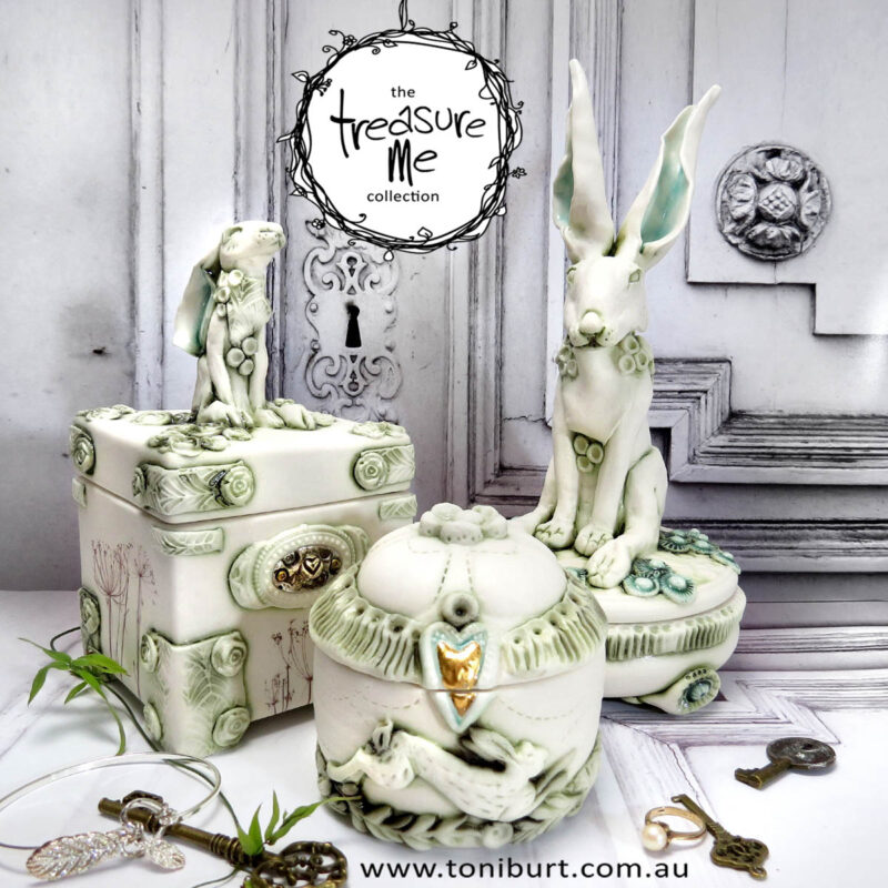 handmade porcelain hare sculptures